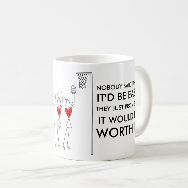 Player Positions and Motivational Netball Quote Coffee Mug (Front Right)