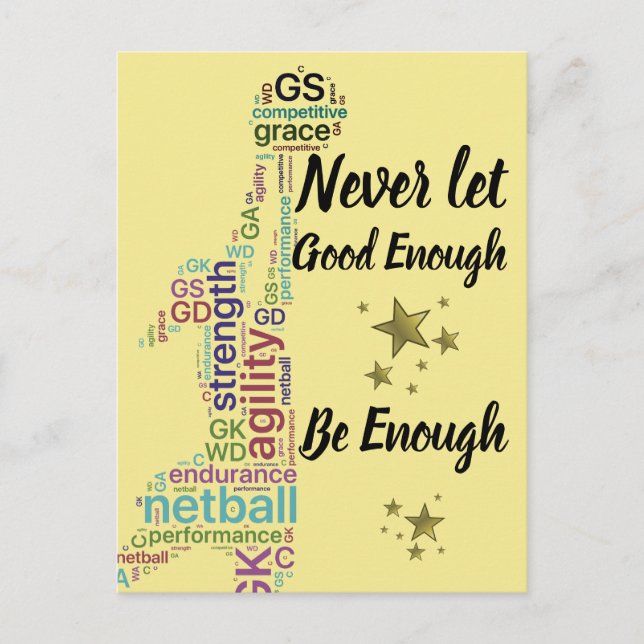 Player Positions And Motivational Netball Quote Postcard (Front)