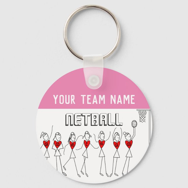 Player Positions Netball Team Gift Keychain (Front)