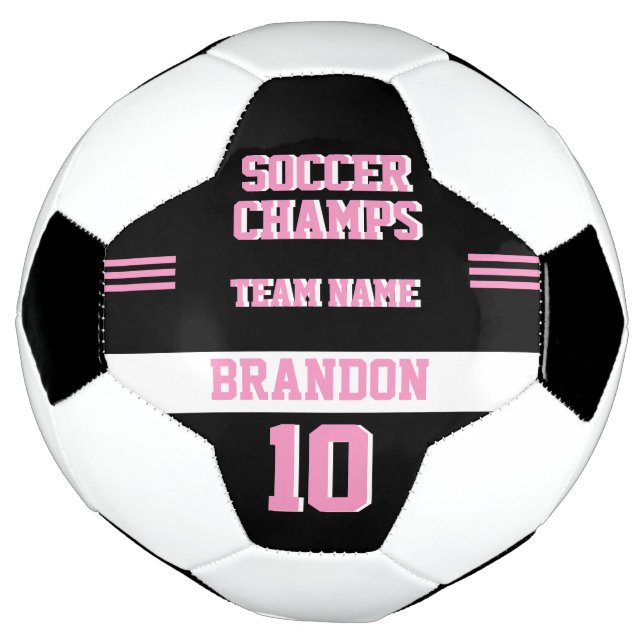 player sport soccer champs black pink personalized ball (Rotated)