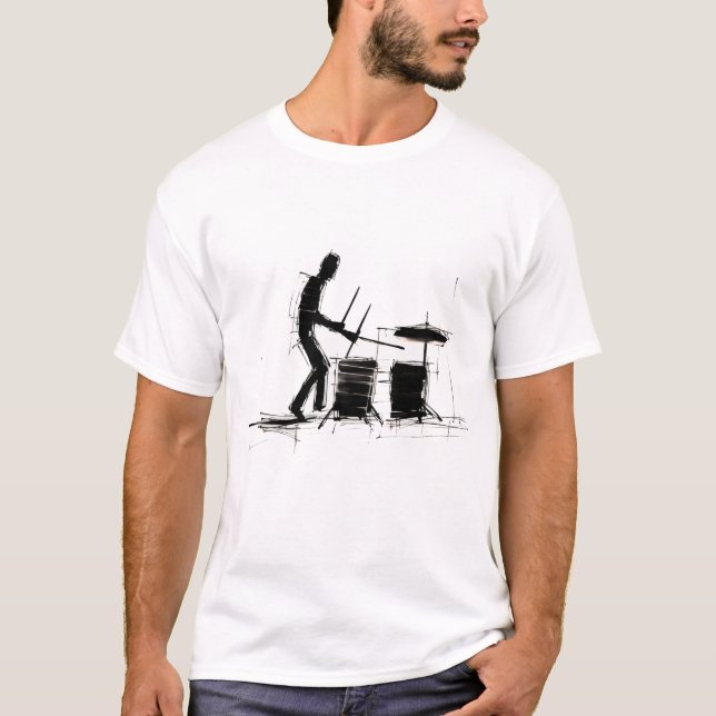 Playera Básica para hombre T-Shirt  Baterista (Devant)