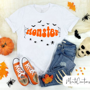 Playera Retro Groovy Halloween Spooky VibesT-Shirt T-Shirt