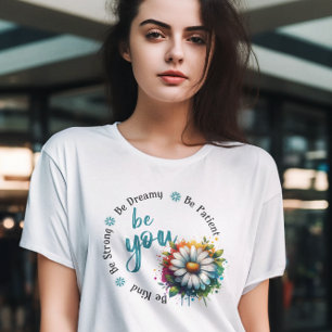 Playera Watercolor Flower Design and Motivacional T-Shirt