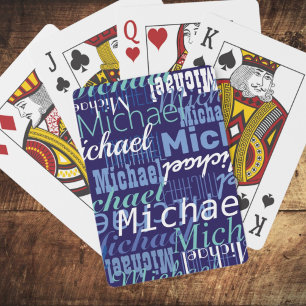 Players Name Custom Navy-Blue  Playing Cards