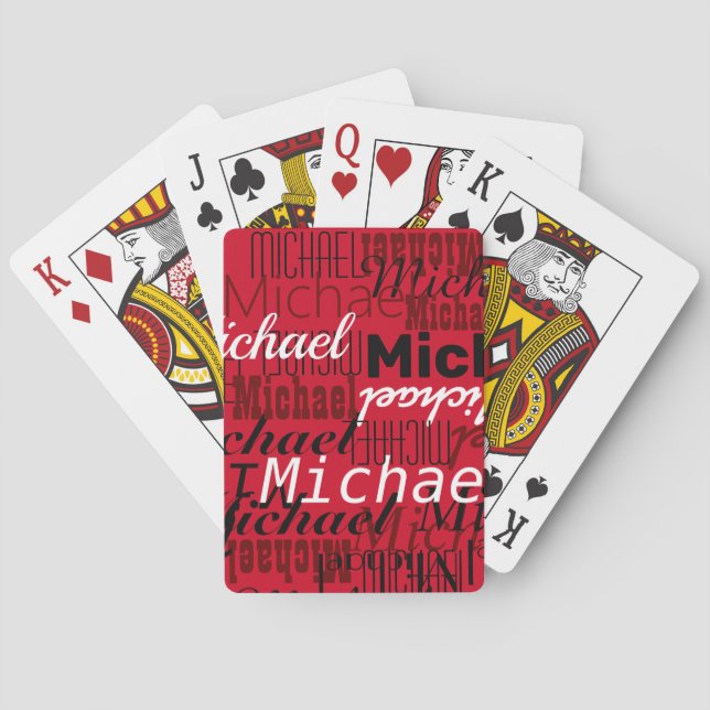 player's name custom red playing cards (Back)