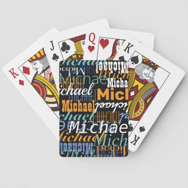 Players Name Custom Typography Cool Playing Cards (Back)