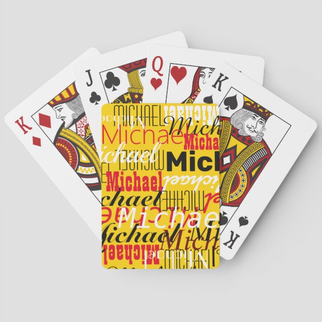 Player's Name Custom Yellow Playing Cards (Back)