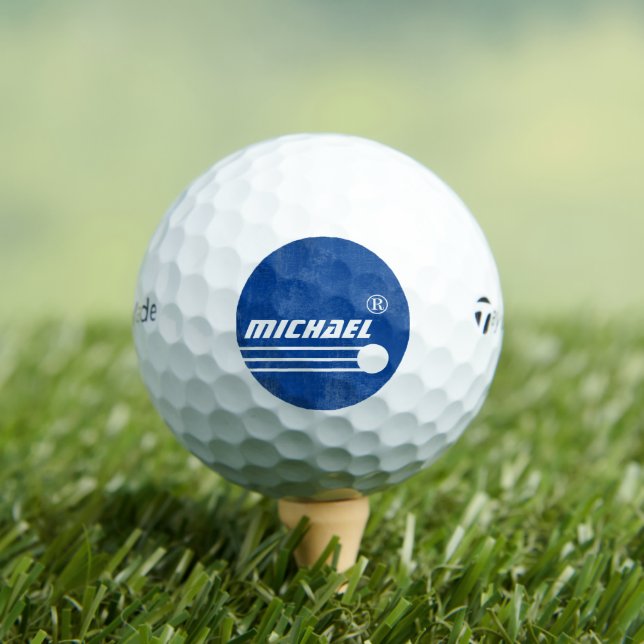 Player's Name on Aged Blue Logo Golf Balls (Insitu Tee)