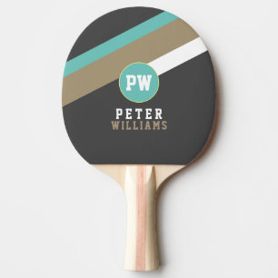 Player's Name with Stripes Dark Grey Ping Pong Paddle
