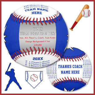 Players, Team, Coach Names Personalized Baseball