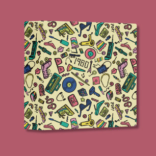 Playful 1980s Doodle Art Pattern Binder