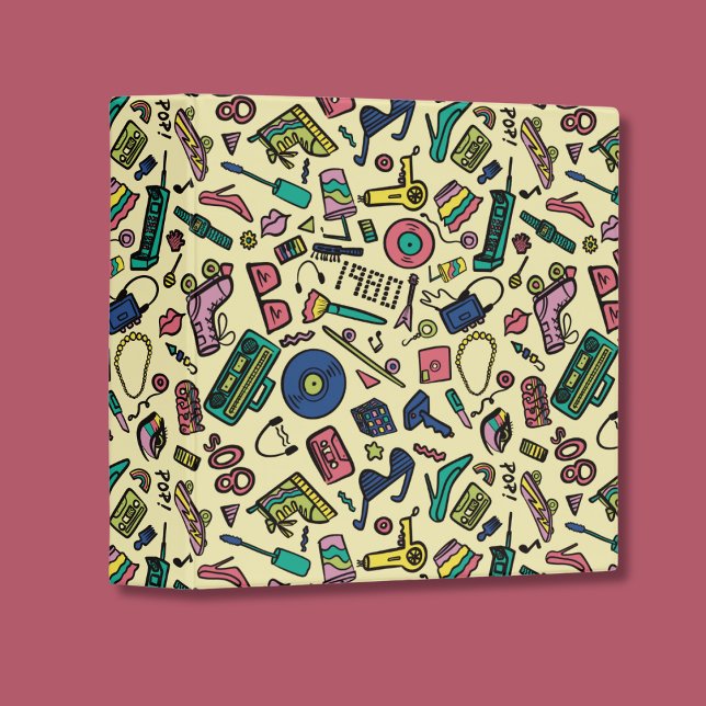 Playful 1980s Doodle Art Pattern Binder (Creator Uploaded)
