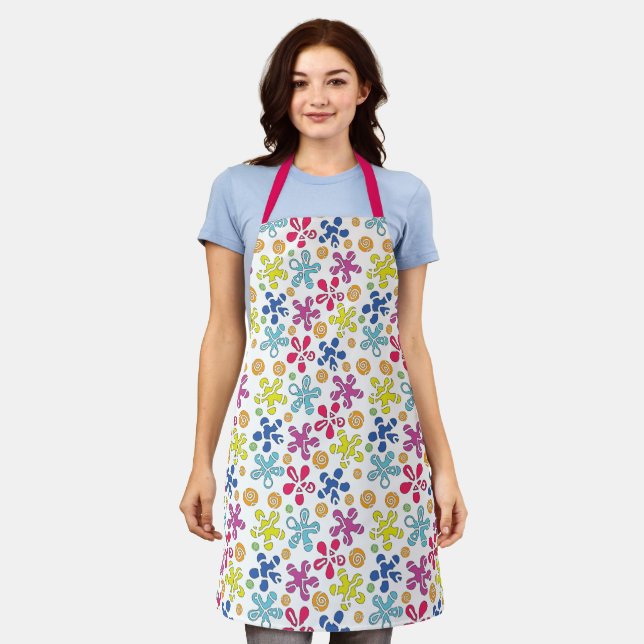 Playful Abstract Doodle Shapes Apron (Worn)
