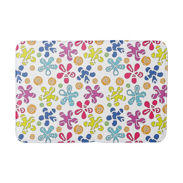Playful Abstract Doodle Shapes Bath Mat (Front)