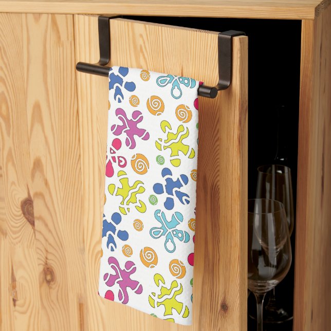 Playful Abstract Doodle Shapes Kitchen Towel (Thirds Fold)