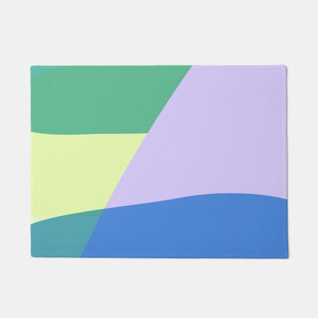 Playful Abstract Pastel Colour Block Lavender Gree Doormat (Front)