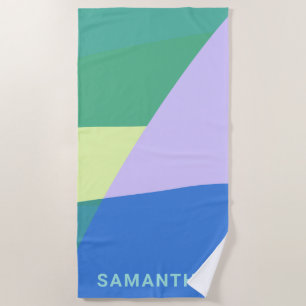 Playful Abstract Pastel Colour Block Personalized Beach Towel