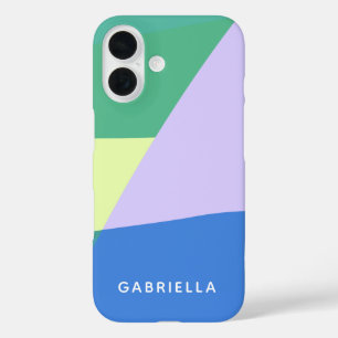 Playful Abstract Pastel Colour Block Personalized iPhone 16 Case