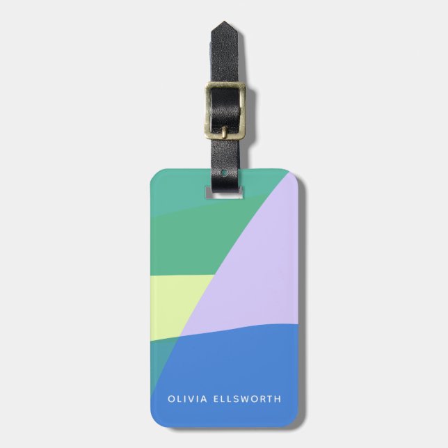 Playful Abstract Pastel Colour Block Personalized Luggage Tag (Front Vertical)
