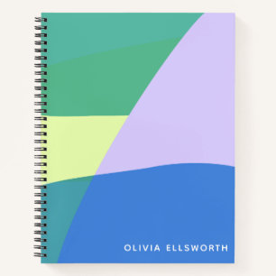 Playful Abstract Pastel Colour Block Personalized Notebook