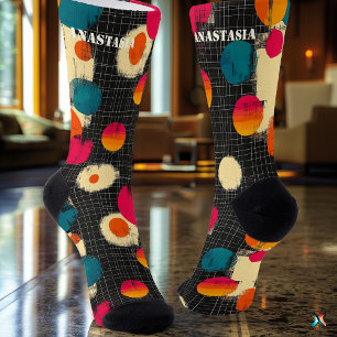 Playful Abstract with Colourful Circular Accents Socks