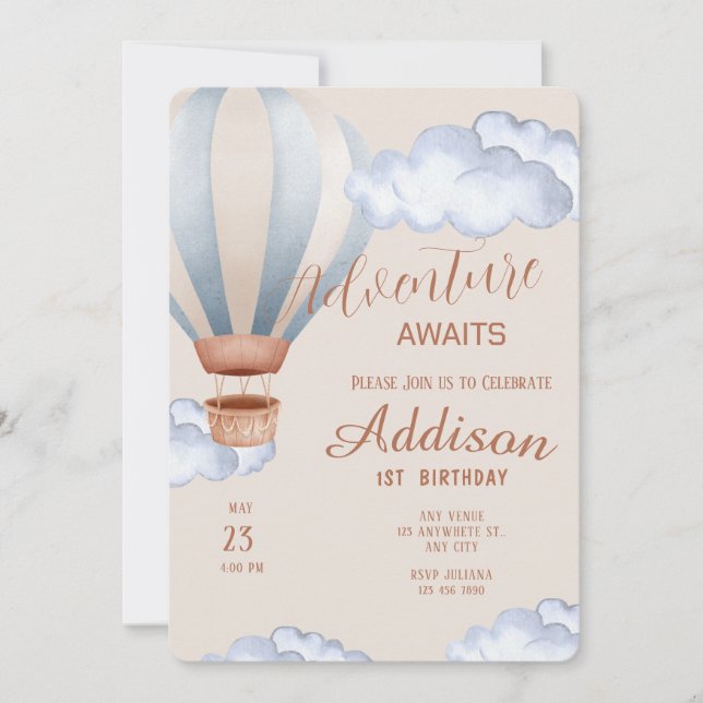 Playful Adventure 1st Birthday Party Invitation (Front)