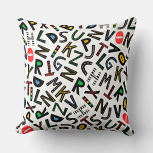 Playful Alphabet Chaos Throw Pillow