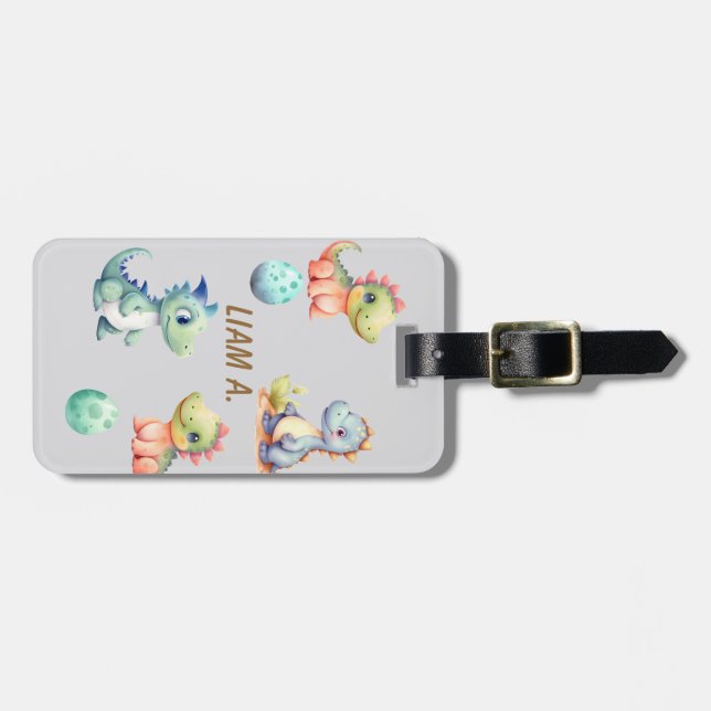 Playful and cute dinosaur Personalized Luggage Tag (Front Horizontal)