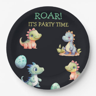Playful and cute dinosaur Personalized Paper Plate