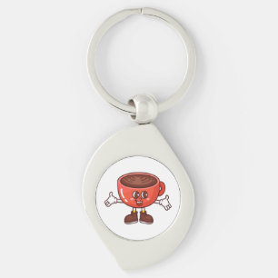 Playful and Funny Cartoon Coffee Cup Keychain