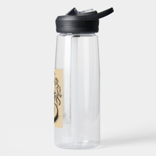 Playful Animals in Traditional Japanese Scroll-Sty Water Bottle (Left)