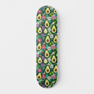 Playful Avocados With Bees and Flowers Skateboard