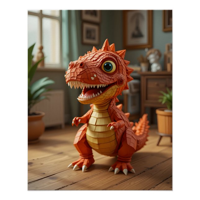 Playful Baby Dinosaur Poster (Front)