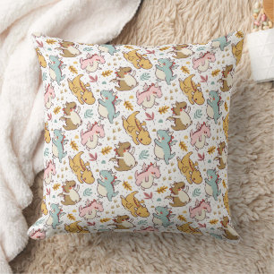 Playful Baby Dragons Pattern Throw Pillow