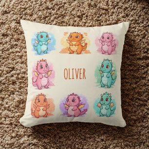 Playful Baby Dragons Personalized Throw Pillow