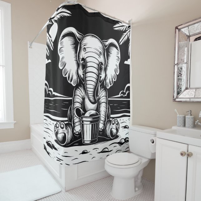 Playful Baby Elephant Beach Adventure Adorable Fun (In Situ)