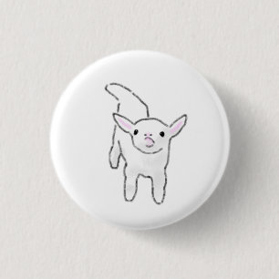 Playful Baby Goat Minimalist Gift 1 Inch Round Button