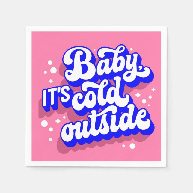 Playful Baby, It’s Cold Outside Winter Design Napkin (Front)