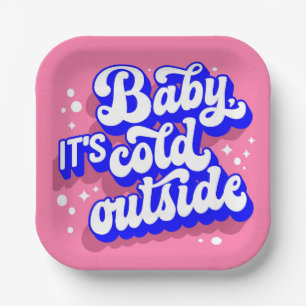 Playful Baby, It’s Cold Outside Winter Design Paper Plate