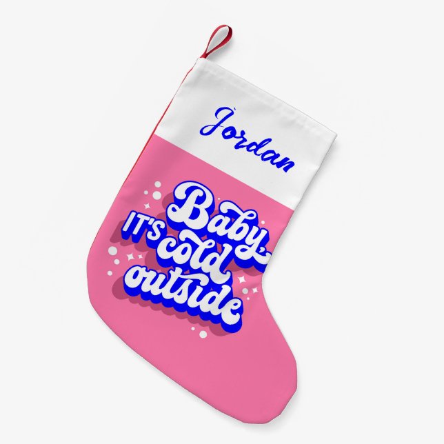 Playful Baby, It’s Cold Outside Winter Design Small Christmas Stocking (Front (Hanging))