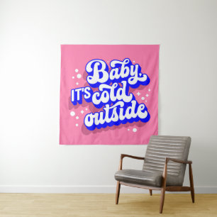 Playful Baby, It’s Cold Outside Winter Design Tapestry