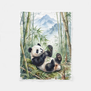 Playful Baby Panda In Bamboo Forest Fleece Blanket