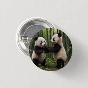 Playful Baby Pandas In A Bamboo Forest, 1 Inch Round Button