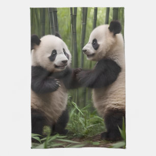 Playful Baby Pandas In A Bamboo Forest, Kitchen Towel