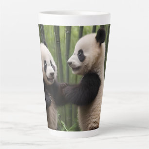 Playful Baby Pandas In A Bamboo Forest, Latte Mug