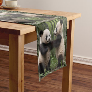 Playful Baby Pandas In A Bamboo Forest, Short Table Runner