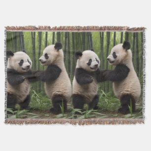 Playful Baby Pandas In A Bamboo Forest, Throw Blanket