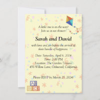 Playful Baby Shower Invitation with Kite and Cubes