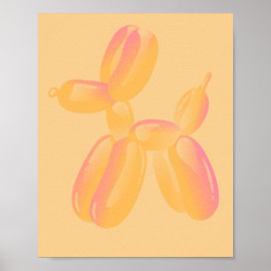 Playful Balloon Dog Poster in Orange and Pink with
