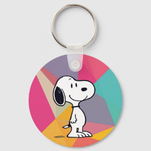 Playful Beagle Cartoon Geometric Pop Art Keychain